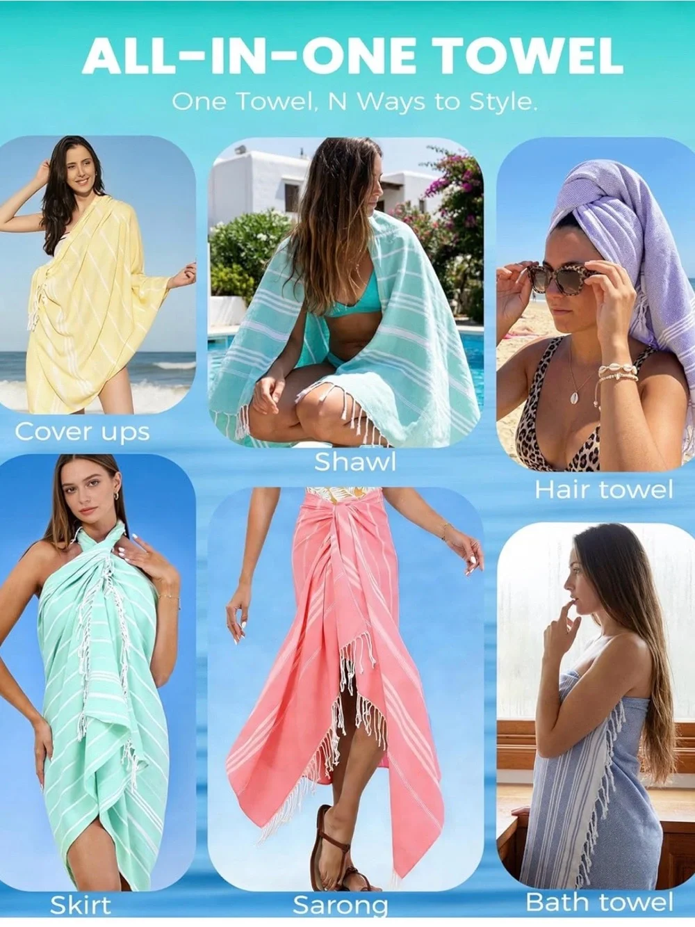 NEW, Turkish Beach Genovega CORAL Towel Dry Sand Free Oversized Travel Pool Swim